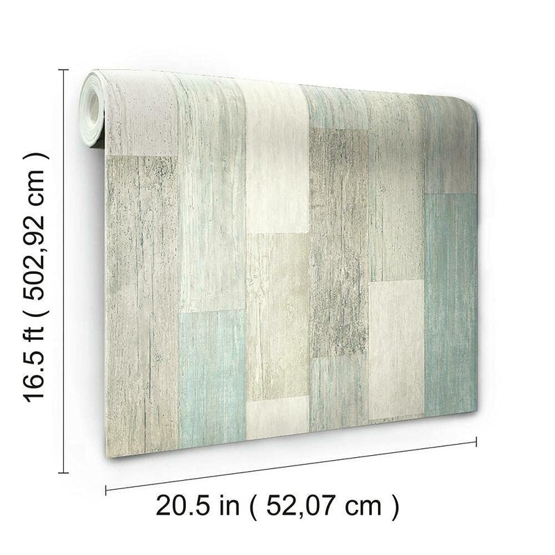 RoomMates RMK10840WP Coastal Weathered Plank Blue and Tan Peel and Stick Wallpaper 20.5" x 16.5 feet - Image 3